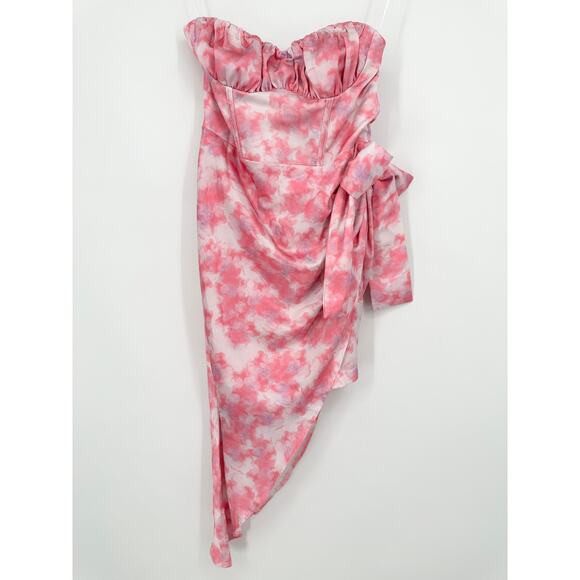 Hello Molly Date Nights Approved Midi Dress Strapless Ruched Bow Tie Dye NWT - Picture 6 of 14